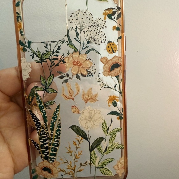 Floral Clear iPhone Case with Ladybug - Picture 1 of 4